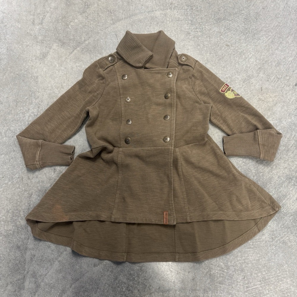 Women's Harley-Davidson Winged Pea Coat Large Jacket Knit Twill Button-Up